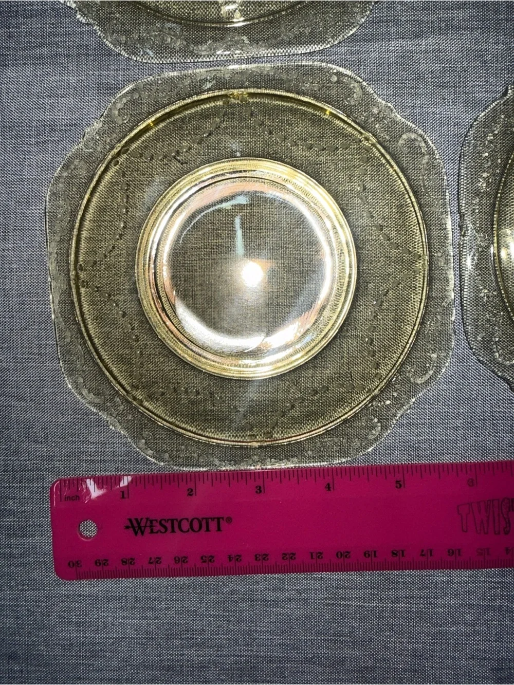 Vintage Amber Depression Glass Saucers Set of 4 Scroll Border Tea Cup Plates